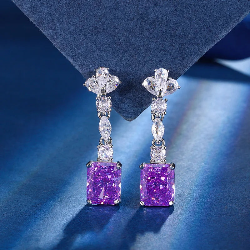 Gemfiori Light Luxury Temperament Design Sense Jewelry Inlaid with Cubic Sugar Zircon Pendant Ring and Earring Set