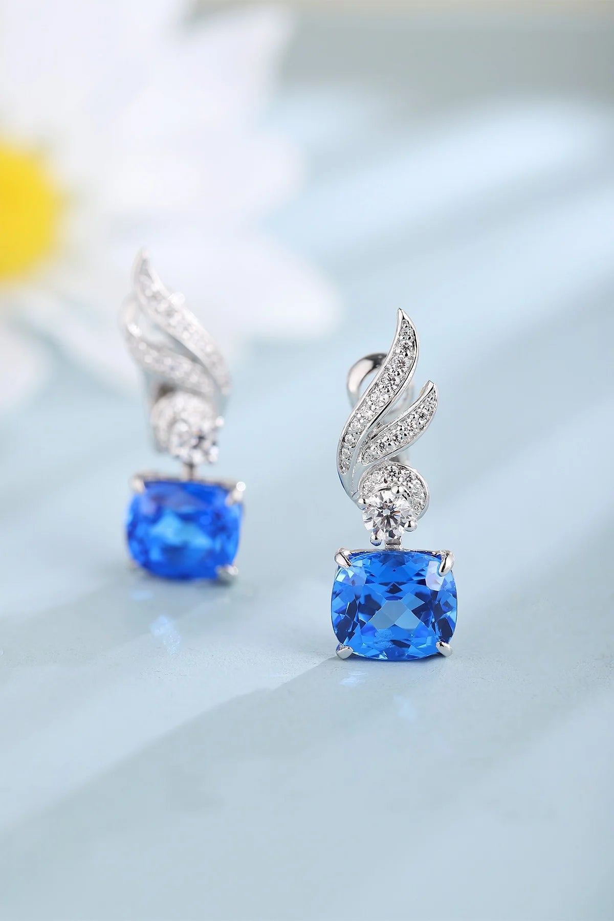 Gemfiori Anster High Quality S925 Lab Grown Cobalt Spinel Earring Stud Dainty Gemstone Stud Earrings for Women Daily Wear Gift