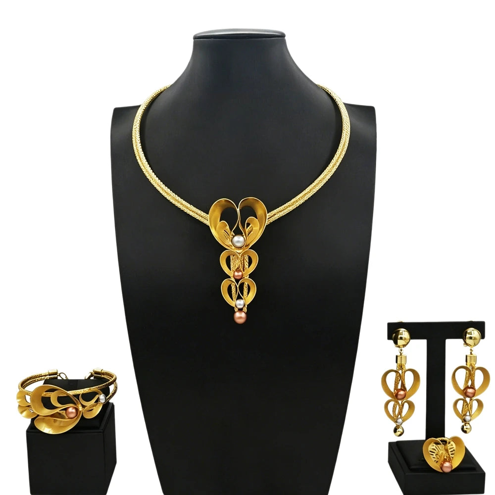 Italian Jewelry Set Alloy Brazilian Jewelry Sets Wedding Party Pendant Necklace Bracelet Ring Earrings Jewelry Set  HS2603625