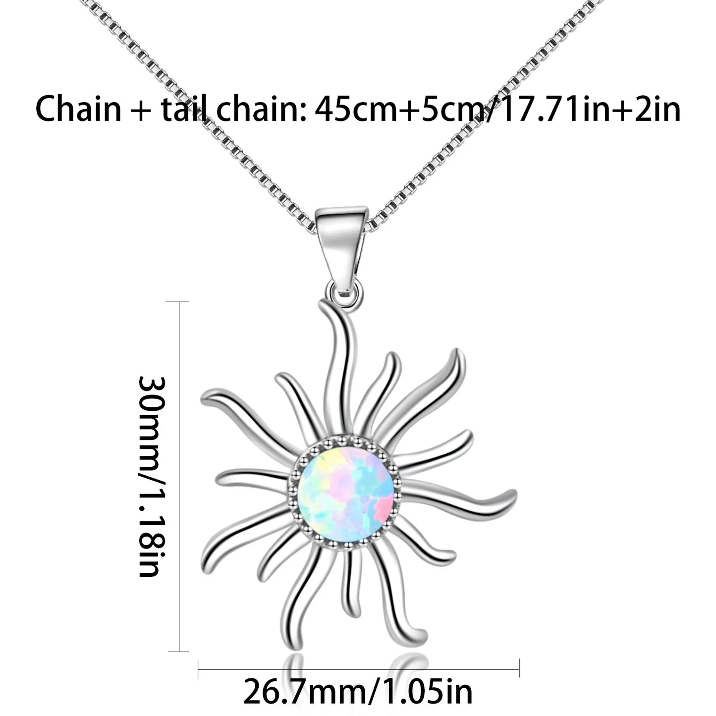 Shimmering Sunburst Necklace Aobao Opal Inlaid Center Stone Pendant Jewelry