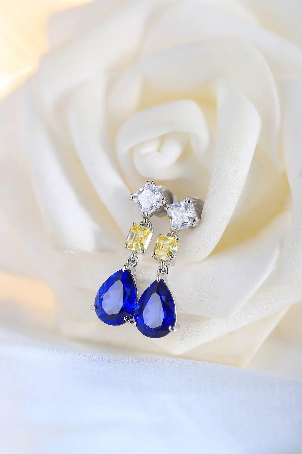 Gemfiori Anster High Quality S925 Lab Grown Sapphire Earring Stud Dainty Gemstone Stud Earrings for Women Daily Wear Gift
