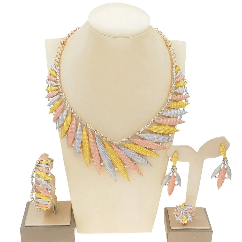 Zhuerrui Brazil Gold Designer Wedding Jewellery Set Nigerian 18k Gold Plated Jewelry Set Fashion Necklaces Jewelry Sets