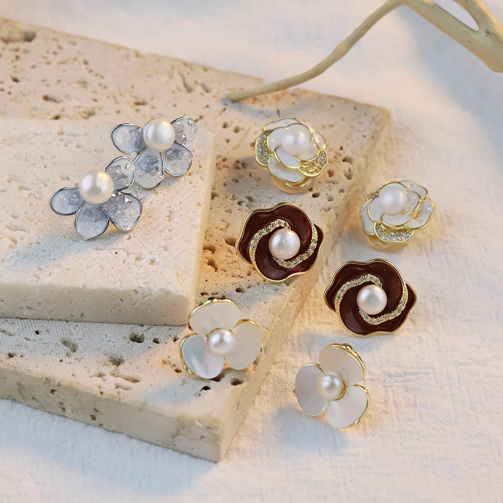 High-quality, Round, Pearl Puddles Earrings Large Natural Pearl Earrings with a Touch of Luxury and Sophistication for Women.
