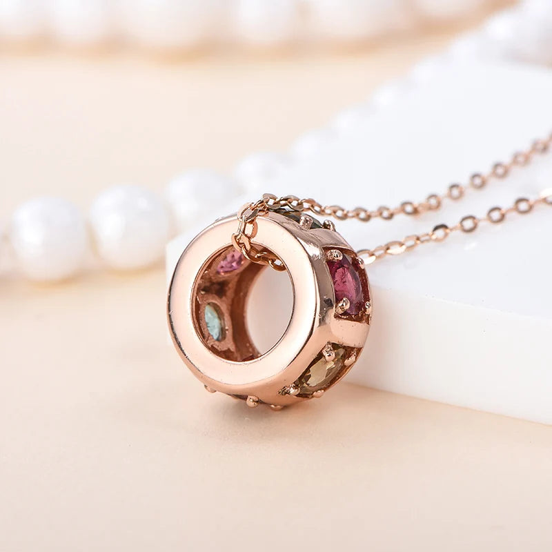 Gioiellieri Factory Supply High Quality 925 Sterling Silver Women's Oval Cut Natural Tourmaline Claw Setting Choker Pendant Necklace Rhodium
