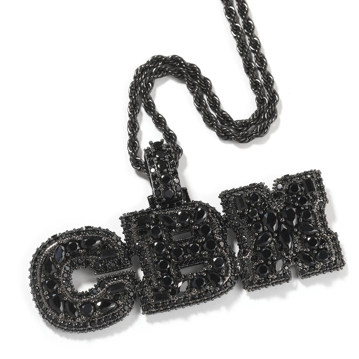 BiG-BOSS Uwin Mix Setting Name Pendant Multi Color CZ Initial Pendant Vertical Letter Pendant Hip Hop Personalized Jewelry