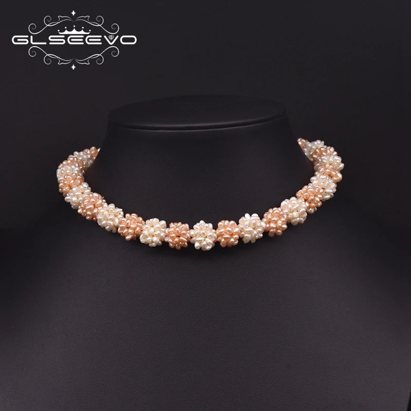 GLSEEVO Natural Freshwater Pearl Charm Chokers Necklaces for Women Wedding Trendy Gift Designer Luxury Jewelry