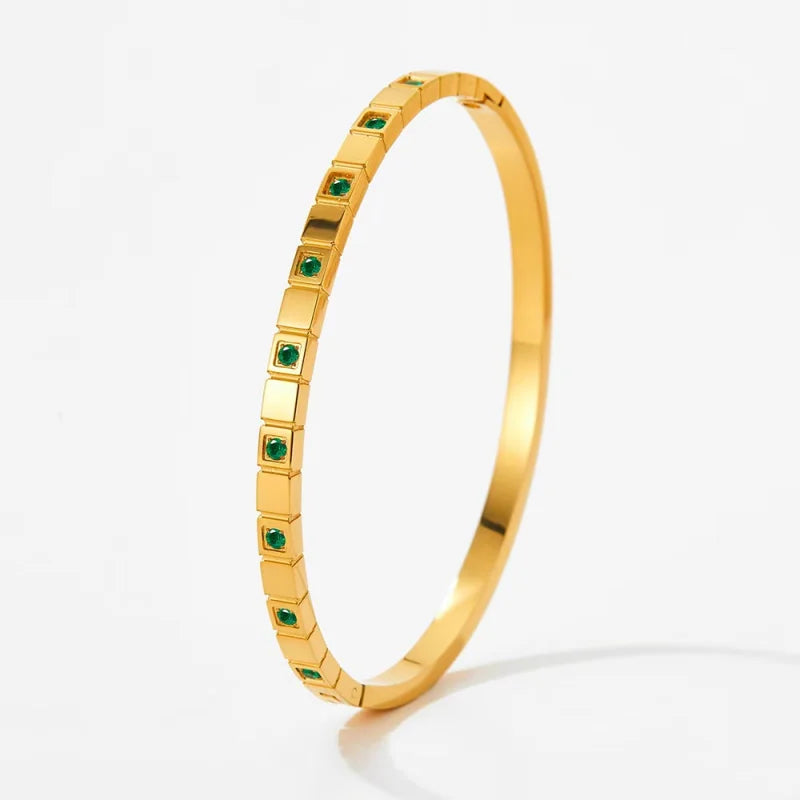 Classic womens accessories inlaid with colorful zircon stainless steel jewelry 18K gold-plated Indian bracelet