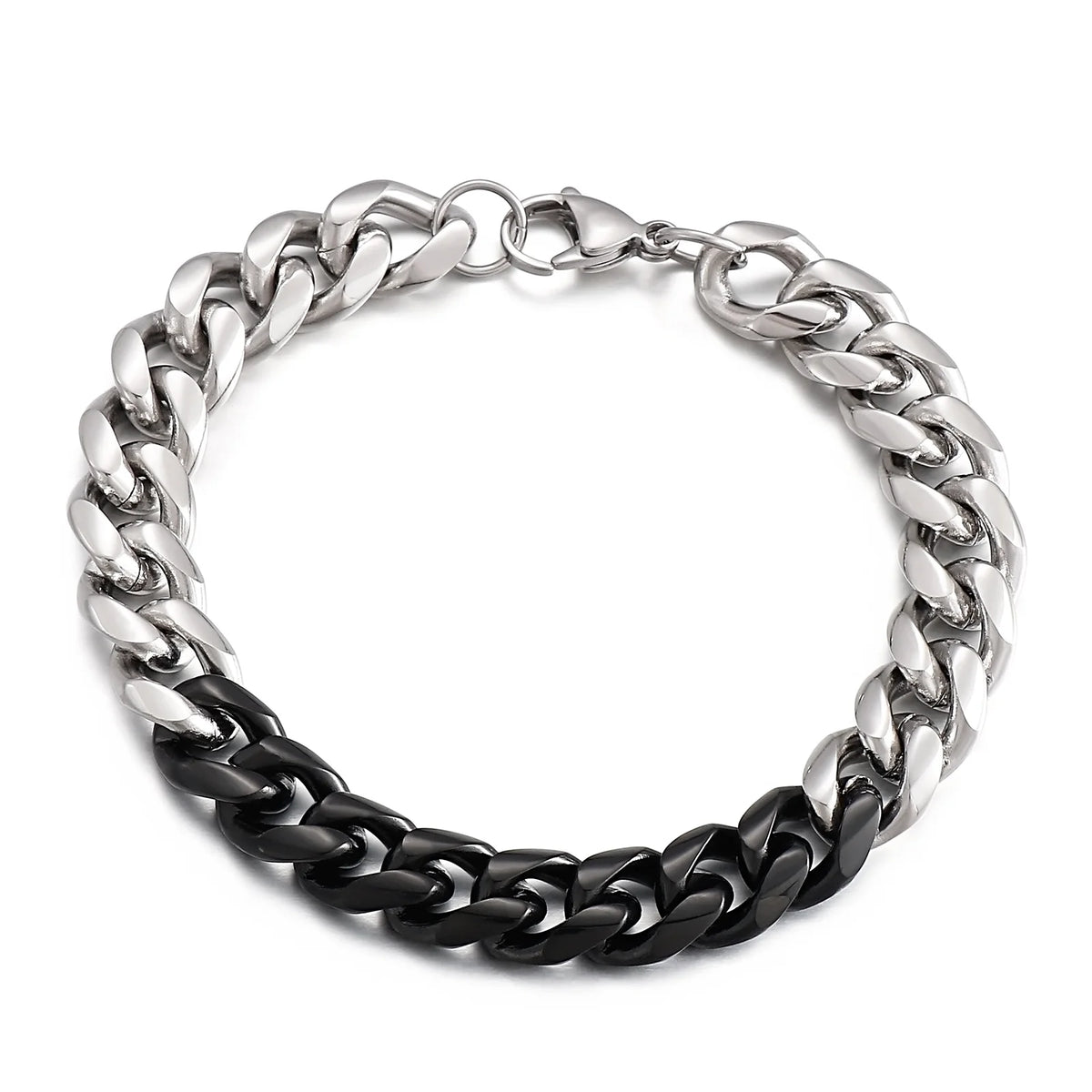 KALEN High Quality Punk Hiphop Jewelry Black Gold Plating Chunky Bracelets Men Stainless Steel Bracelet