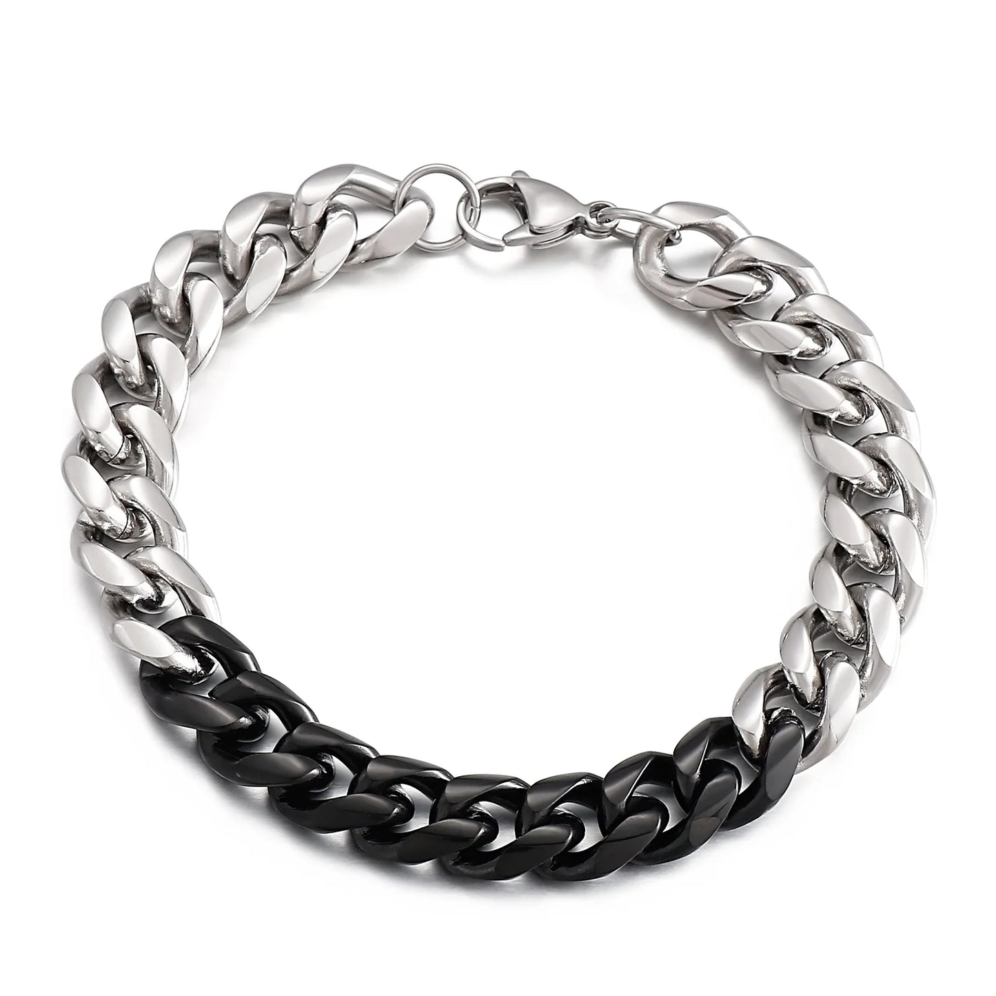 KALEN High Quality Punk Hiphop Jewelry Black Gold Plating Chunky Bracelets Men Stainless Steel Bracelet