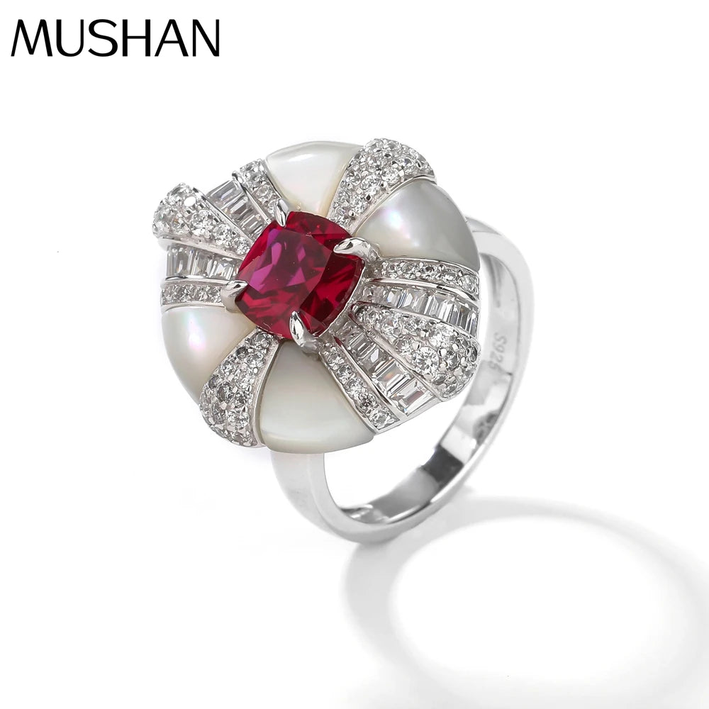 MuShan Jewelry Factory S925 Sterling Silver Ring Electroplated White Gold HighCarbon Diamond Ring Unique and HighEnd Female Ring