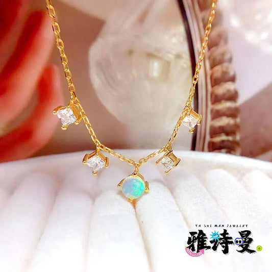 Gioiellieri 925 Sterling Silver Indian Natural Opal Wedding Jewelry Set for Women Gold Bridal Party Engagement Outfit Good Price
