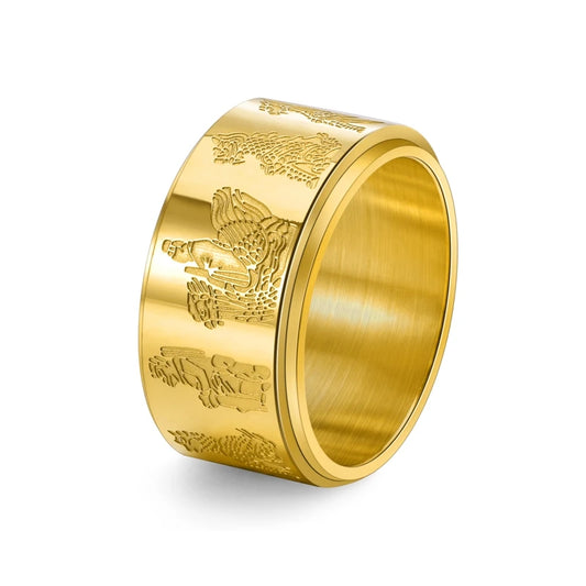 NEWLiFE REBEL Terrace Wave Dragon Ring in Stainless Steel