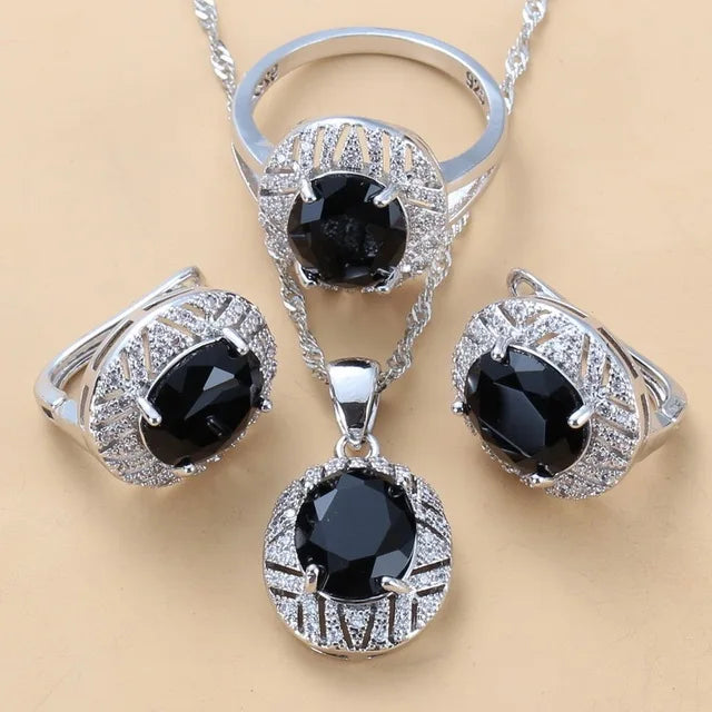 XOTICA Bridal Costume Jewelry Sets With Zirconia 925 Silver Dangle Clip Earrings and Ring 3 Piece Set for Women Wedding Gift