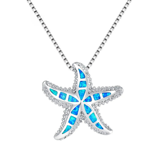 Aobao Christian Opal Silver Plated Copper Box Chain Star Minimalist Women's Necklace Gift