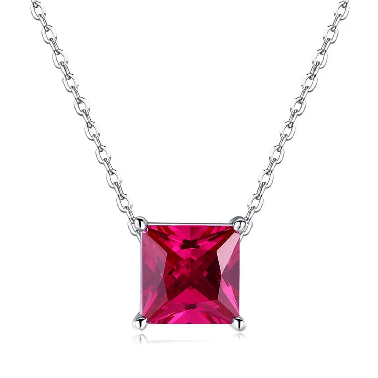 S&S 925 Silver CZ Birthstone Charm Pendant Necklace | Claw-Set Zirconia | 12 Styles