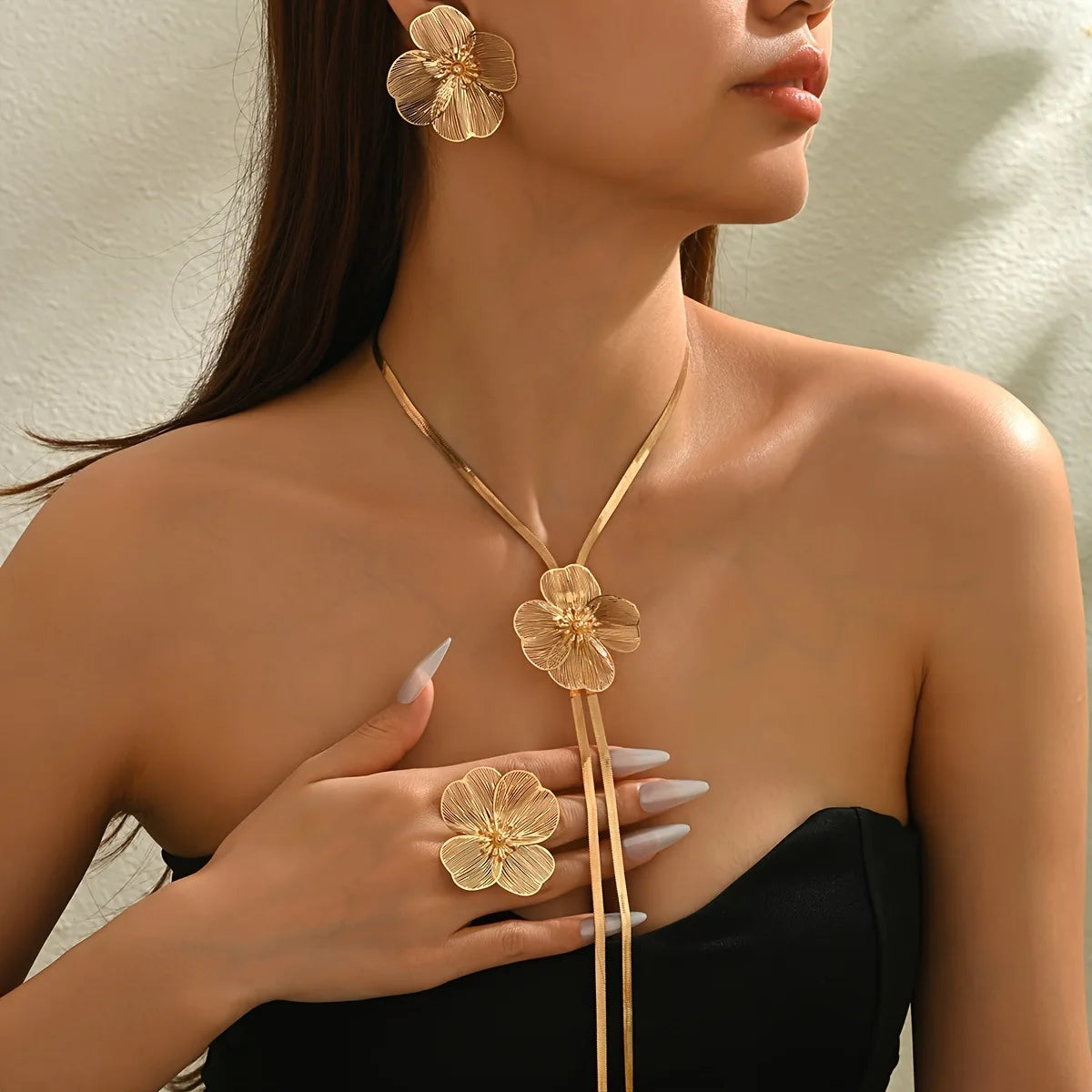 Gold & Silver Hollow Flower Open Arm Bracelet | Sculptural Statement Fashion Bangle