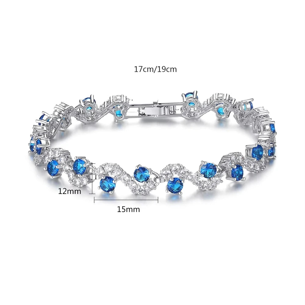 Crystal Fashion Quality Rhinestone Cubic Zirconia Jewelry Rectangle Zircons Tennis Chain CZ Bracelets Bangles for Women
