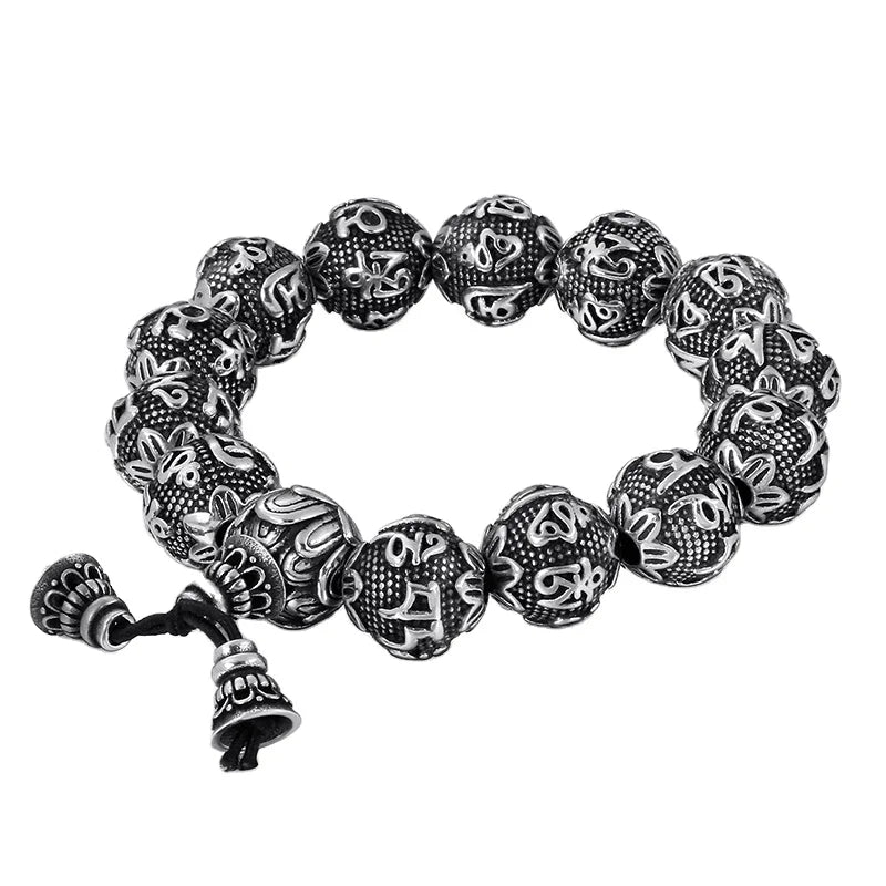 KALEN Wholesale Vintage Luxury Elastic Metal Chakra Beads Male Viking Bracelet