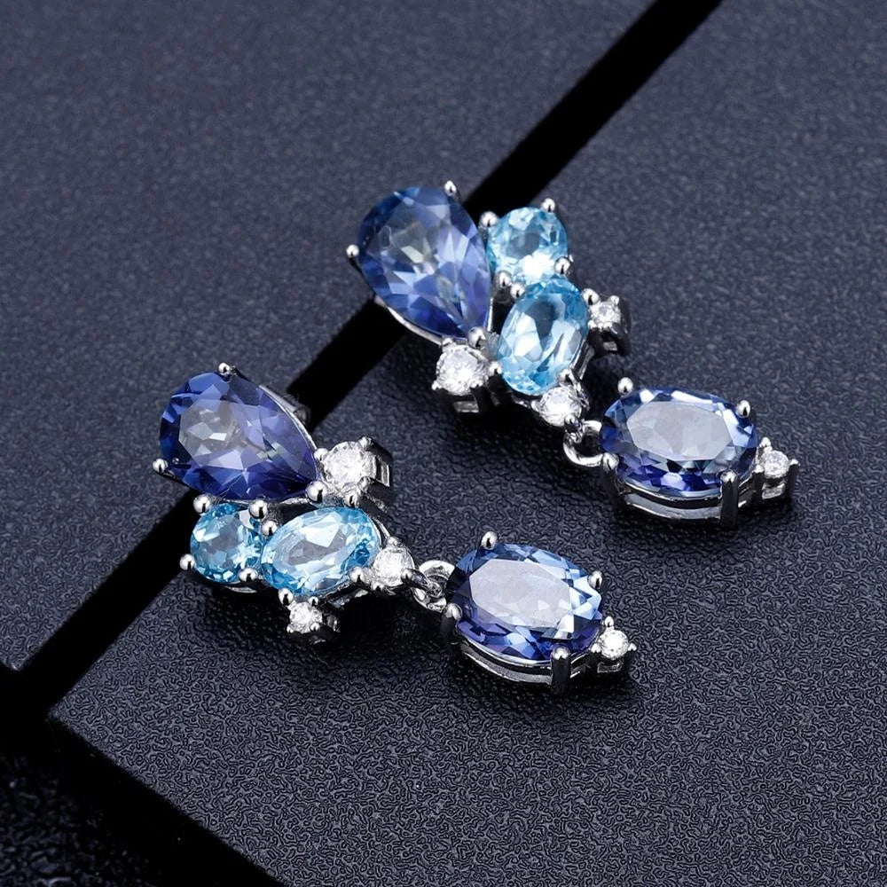 ArtistA C7645E Abiding Natural Mystic Quartz Sterling S925 Jewelry Earring High Quality 925 Sterling Silver Women Silver Drop Earrings