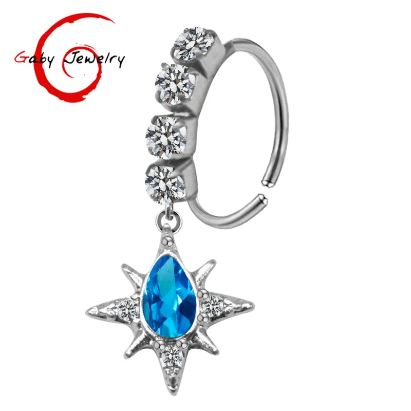 S&S Stainless Steel Dangle Hoop Nose Ring Collection | 66 Designs