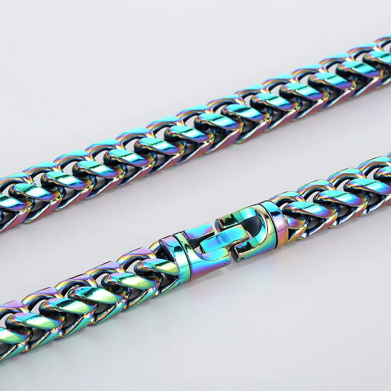 REBEL 650mm Fashion Gold/Silver/Black/Blue/Rainbow Stainless Steel Herringbone Chain Link Necklace