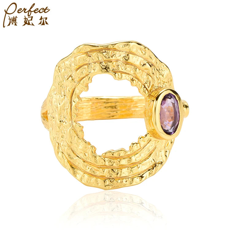 Handmade New Original Classic High Quality Jewelry Luxury Amethyst 18K Gold Ring
