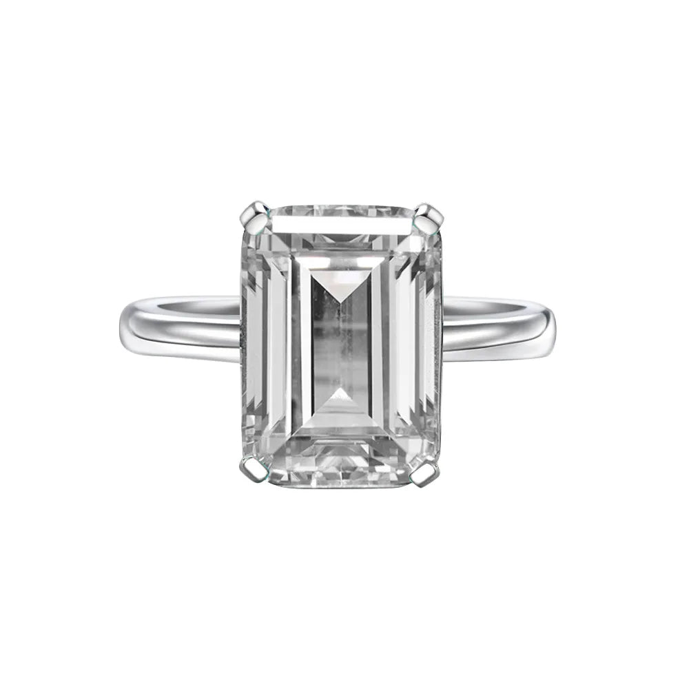 MuShan Jewelry Factory S925 Sterling Silver Rectangular Chamfered Flat 10*14 High Carbon Diamond 10 Carat Elegant Woman