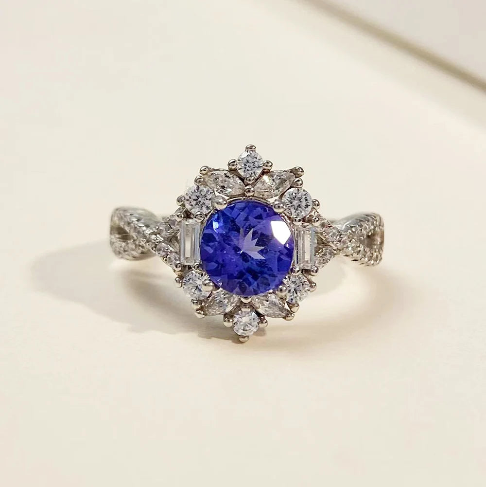 Gioiellieri Natural Tanzanite Ring S925 Sterling Silver for Women Genuine Blue Gemstone Fine Jewelry December Birthstone Anniversary Gift