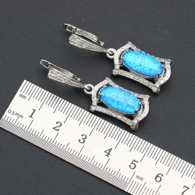 XOTICA Women's Jewelry Blue White Zircon Earrings Pendant Necklace Ring Sets Alloy Platinum Plated Wedding Party Engagement Gift