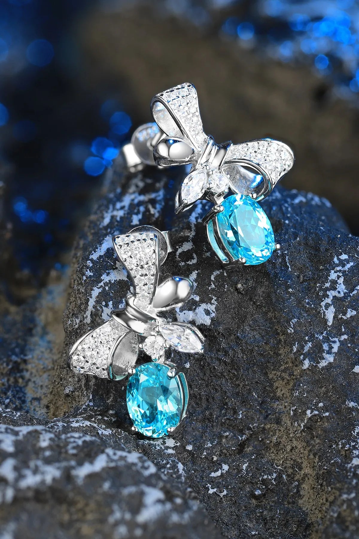 Gemfiori Anster High Quality S925 Lab Grown Paraiba Earring Stud Dainty Gemstone Stud Earrings for Women Daily Wear Gift