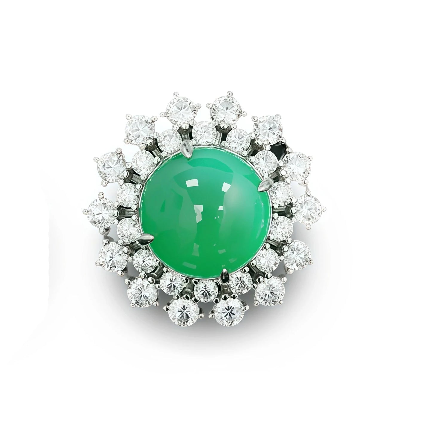 MUSHAN Jewelry Factory 925 Sterling Silver Stud Earrings High Carbon Diamond with Musa Green Natural Chalcedony Women Earrings