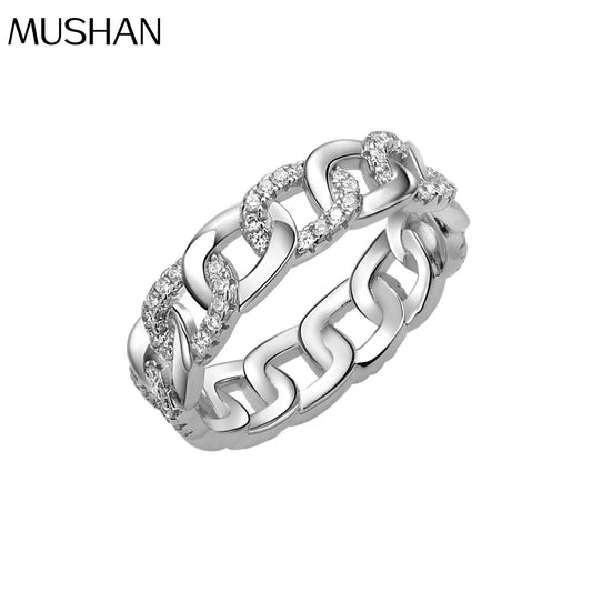 MuShan Jewelry Factory 925 Sterling Silver Original Chain High Carbon Diamond Ring Female Niche Design Personalized Ins Ring