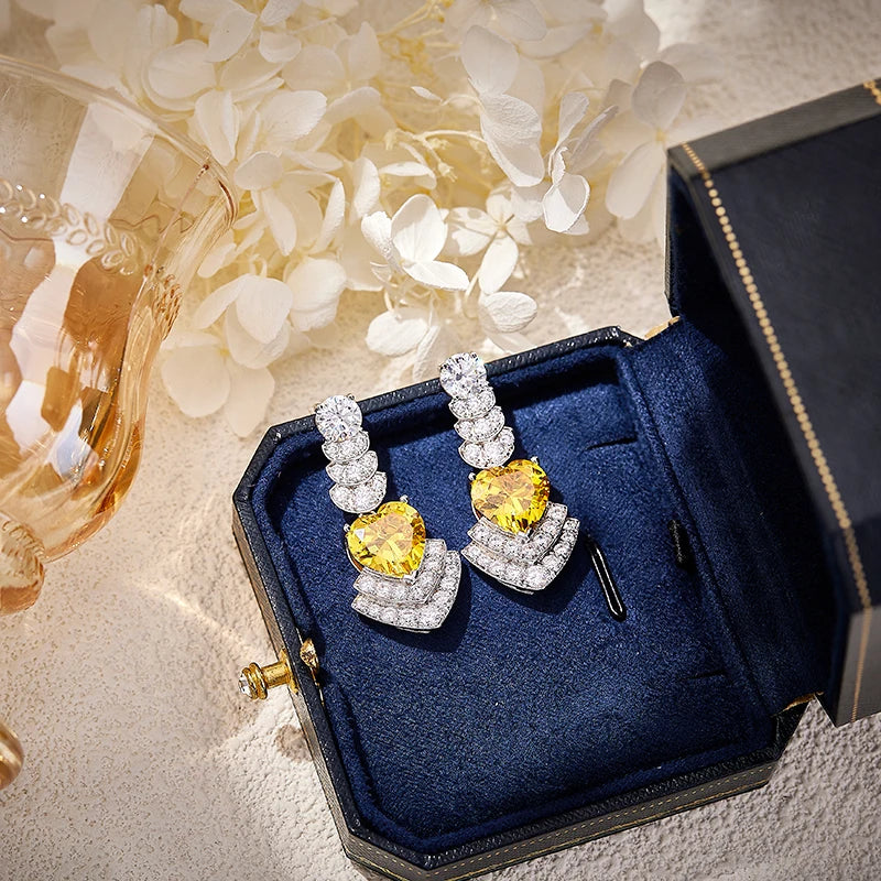 2025 New Product Full Water Drop Shaped Necklace Earrings Women's Fashion Jewelry Set Brass Inlaid with Zirconium