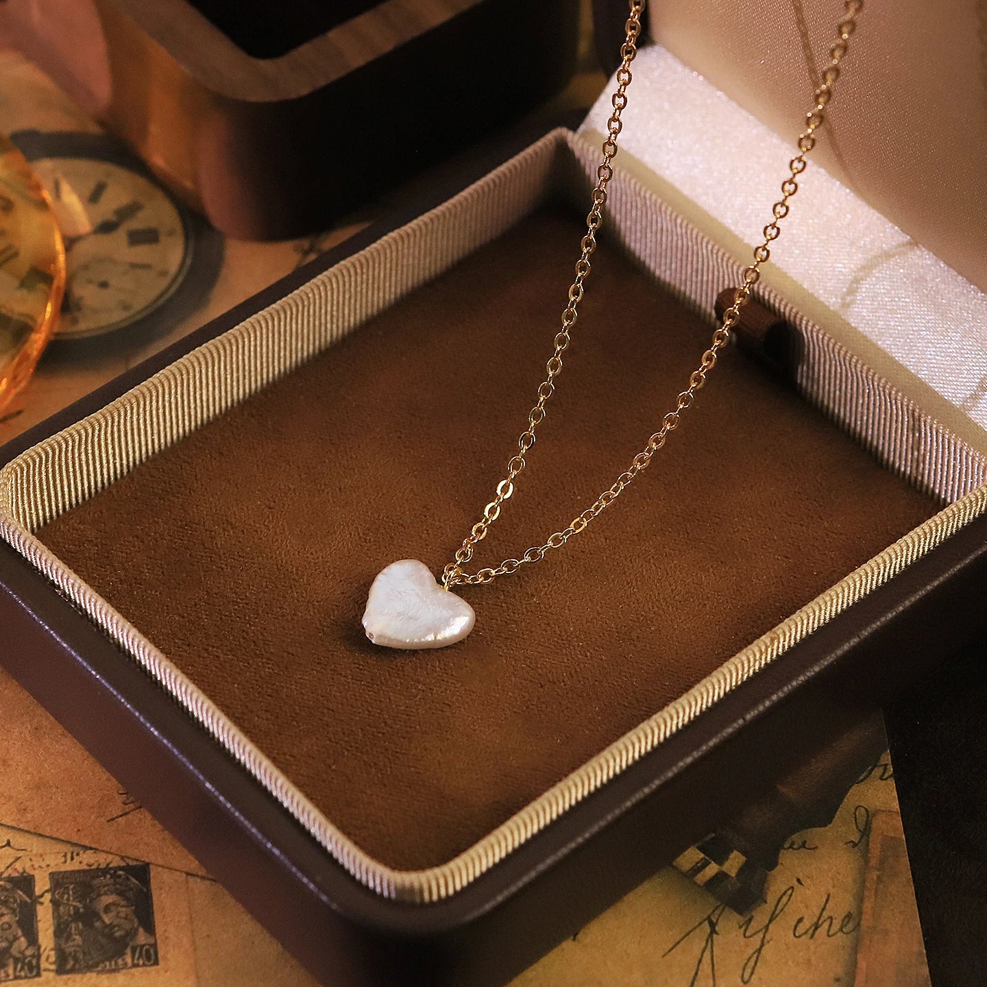Natural Freshwater Baroque Heart Shaped Necklace for Women Daily Wedding Valentine 's Day Gift Pearl Necklace Minimalist Jewelry