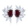 Gemfiori Anster High Quality S925 Lab Grown Ruby Earring Stud Dainty Gemstone Stud Earrings for Women Daily Wear Gift