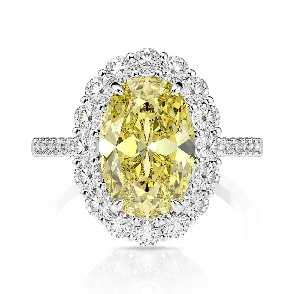 MuShan Jewelry Factory Luxurious White S925 Silver 3 Carat 8*12 High Carbon Diamond Ring From Europe and America