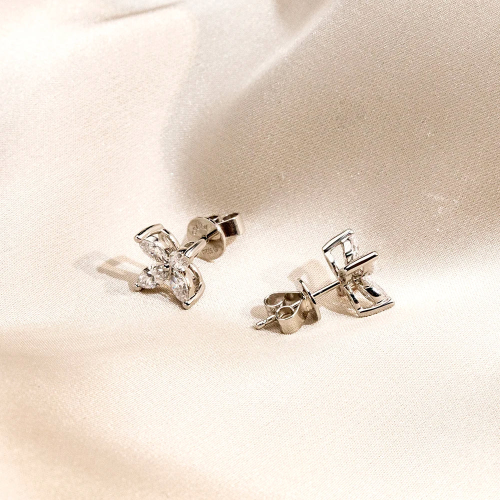 Gemfiori MSE-704 9K Solid Gold 2.5*5MM Marquise Lab Grown Diamond Emerald Cut Solitaire Earring Hop Sale Gold Gemfiori Price