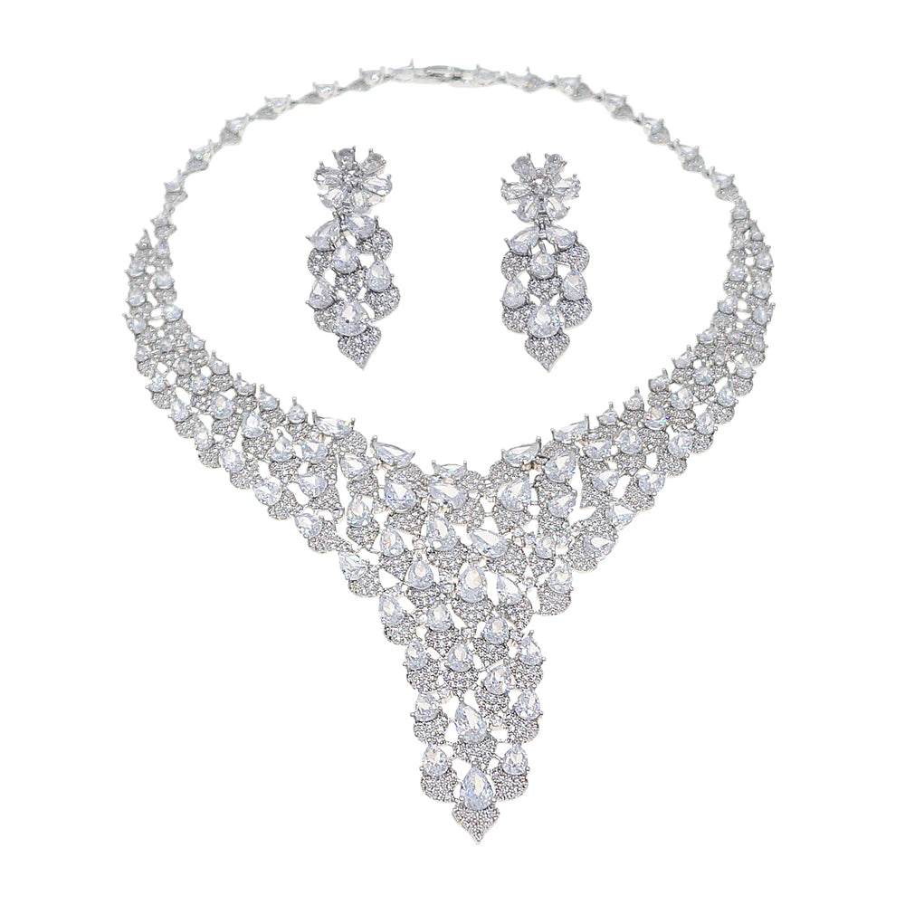 Zhuerrui Fashion Y-shaped Diamond Jewelry Sets Bridal Wedding Outfit Matching Jewelry Set for Women's Parties ZA25001100