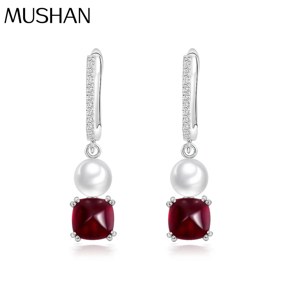 MUSHAN Jewelry Factory 925 Silver Earrings for Women 1.7ct 6.5*6.5 Lab Grown Ruby Sapphire Emerald Drop Earrings Luxury Jewelry