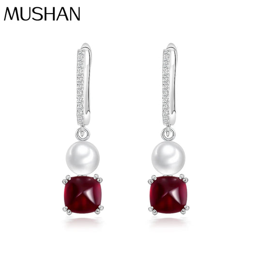 MUSHAN Jewelry Factory 925 Silver Earrings for Women 1.7ct 6.5*6.5 Lab Grown Ruby Sapphire Emerald Drop Earrings Luxury Jewelry