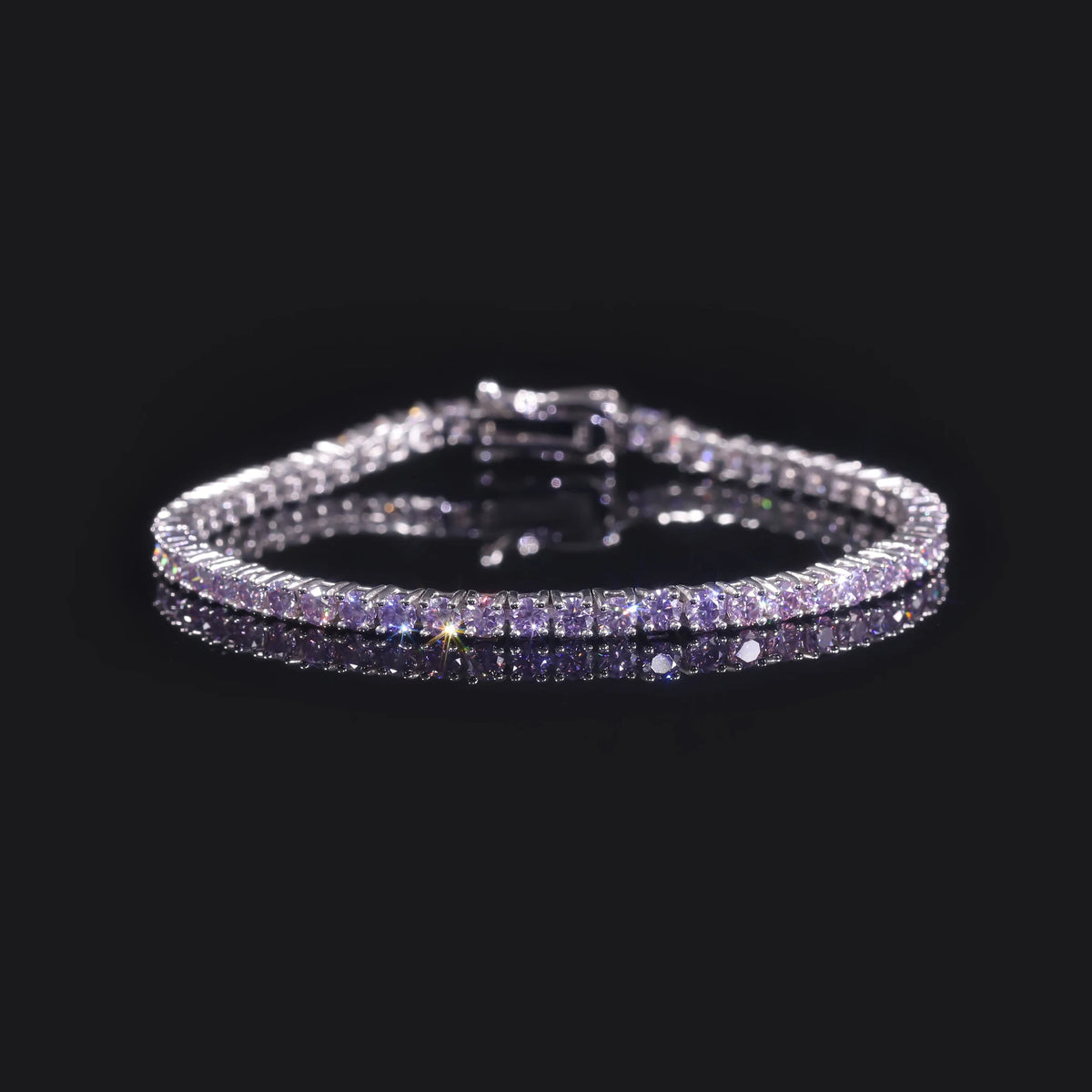 ArtistA Abiding Colored Moissanite 3mm 4mm 5mm 925 Sterling Silver Tennis Bracelet 4MM 7IN Moissanite Tennis Bracelet in Stock