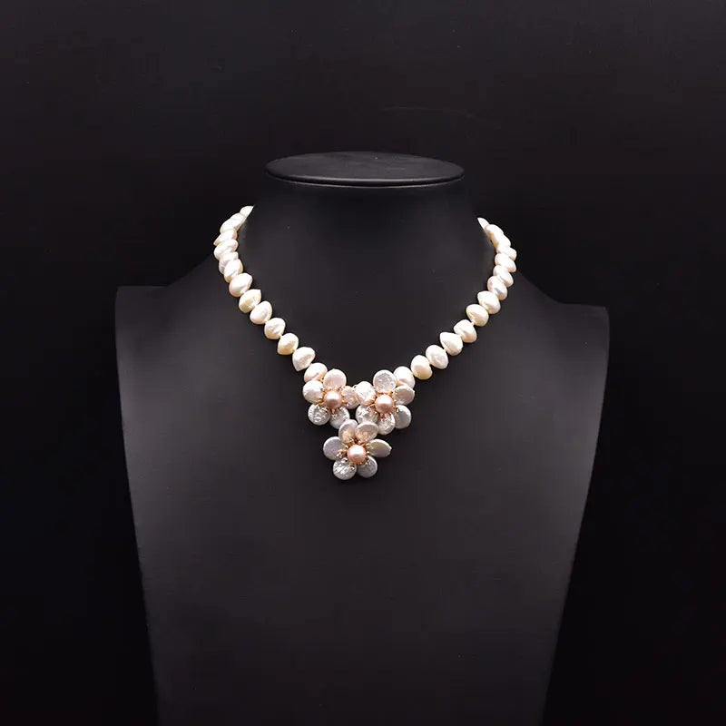 GLSEEVO Natural Freshwater Pearl Charm Chokers Necklaces for Women Wedding Trendy Gift Designer Luxury Jewelry