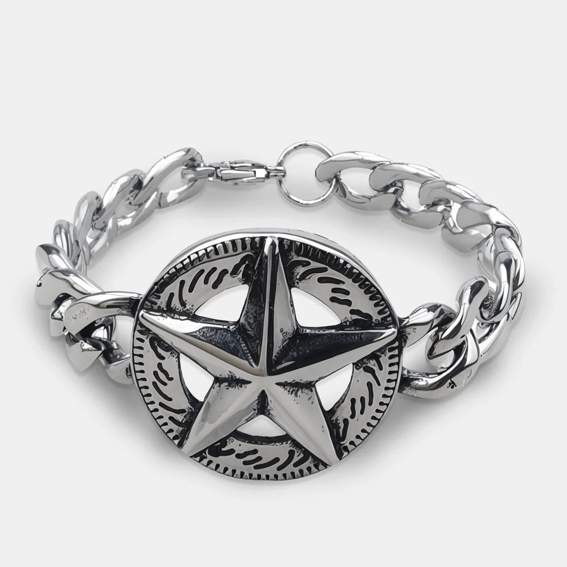 Vintage Men's Stainless Steel Bracelet Gothic Skull Celtic Knot Cross Cuban Chain Woven Braid Street Style Jewelry Gift