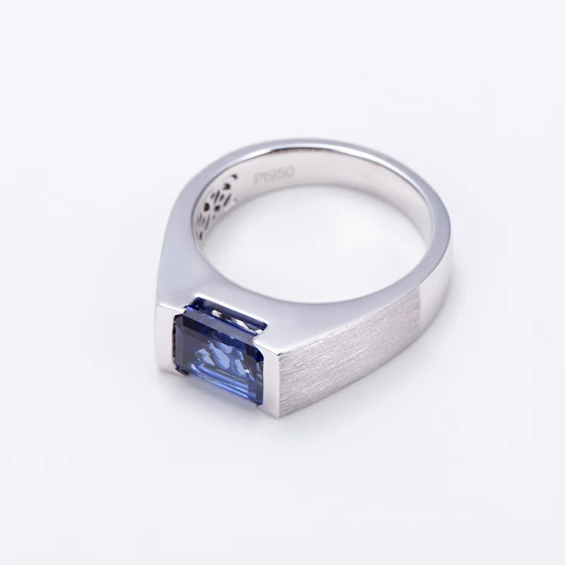 Gemfiori Messi Jewelry MSR-1544 Luxury PT 950 Stackable Ring Lab Gemstone For Man