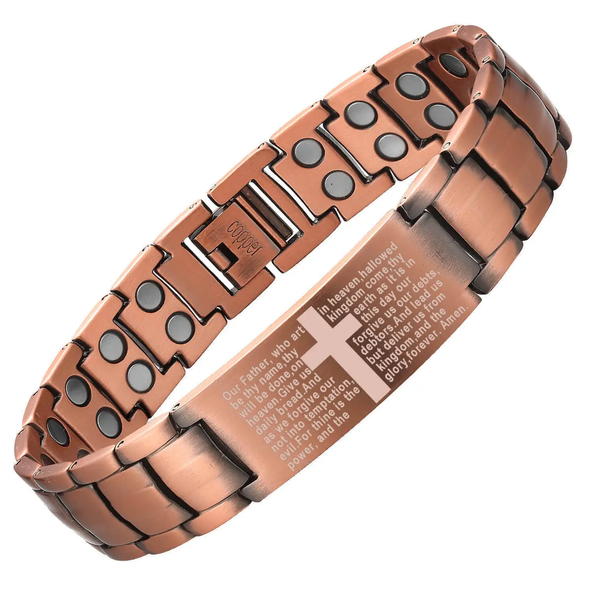 BioMagnetic Jewelry Classic Geometric Anniversary Vintage Solid Copper Magnetic Bio Bracelet Wristband for Unisex