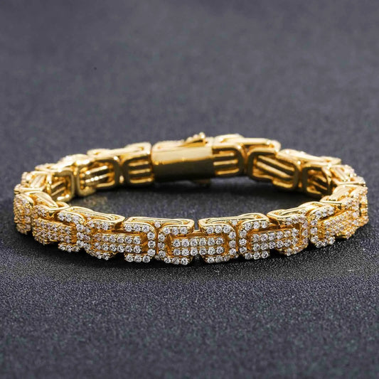 European Hip Hop Byzantine Bracelet Inlaid Zircon Chain Three-Dimensional Men's Personality Trend Cross-Border