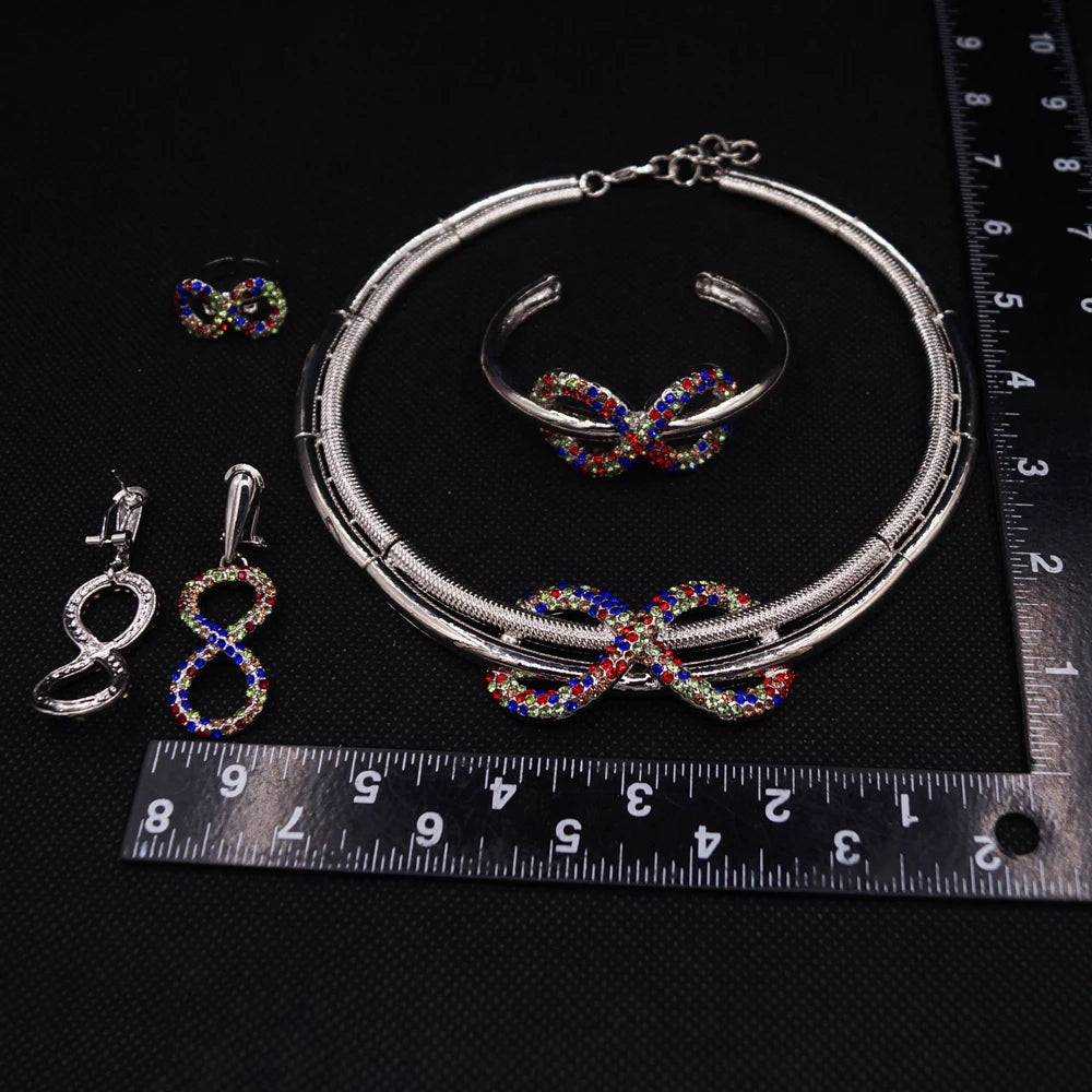 Zhuerrui Hot Sale Butterfly Xoxo Necklace Set Rhinestones Exquisite 4Piece Set Gold Filled Women Bridal Jewelry Set HC21070119