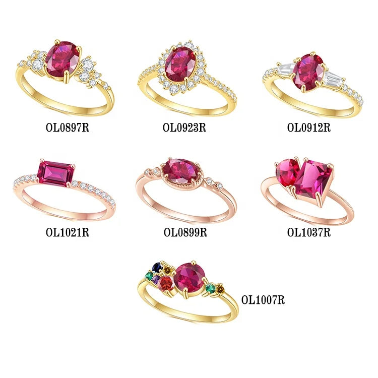 ArtistA Abiding Delicate Fine Jewelry Rose Gold Plated Pinkish Red Lab Grown Ruby Gemstone 925 Sterling Silver Ring for Women Wedding