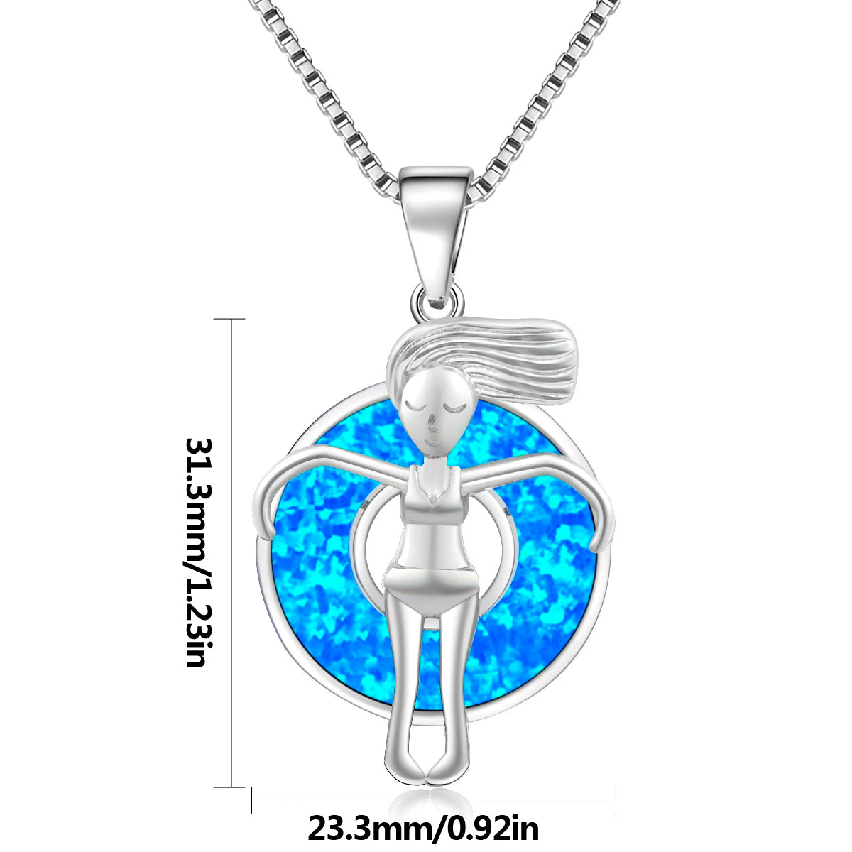 Graceful Figure Pendant Necklace Aobao Opal Inlaid Fashion Jewelry