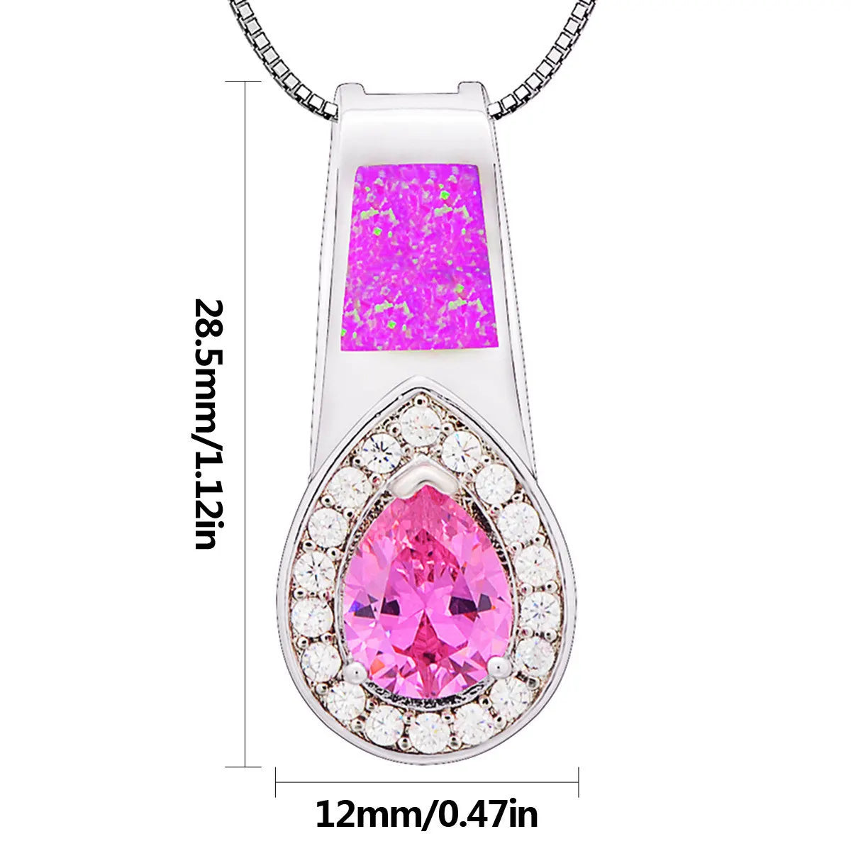 Aobao Trendy Vintage Water Drop-Shaped Necklace with Heart Pendant Sweater Chain Opal-Gift for Women